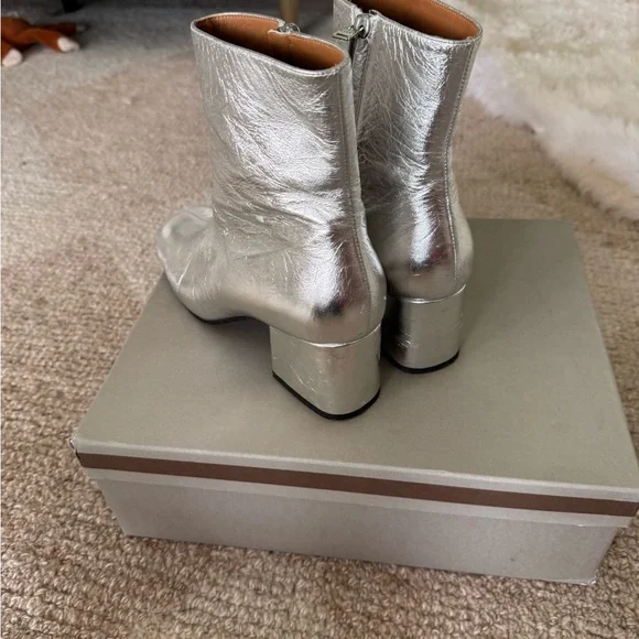 Marni Silver Leather Ankle Boots Mod style size 10  / 40 European - Picture 6 of 16